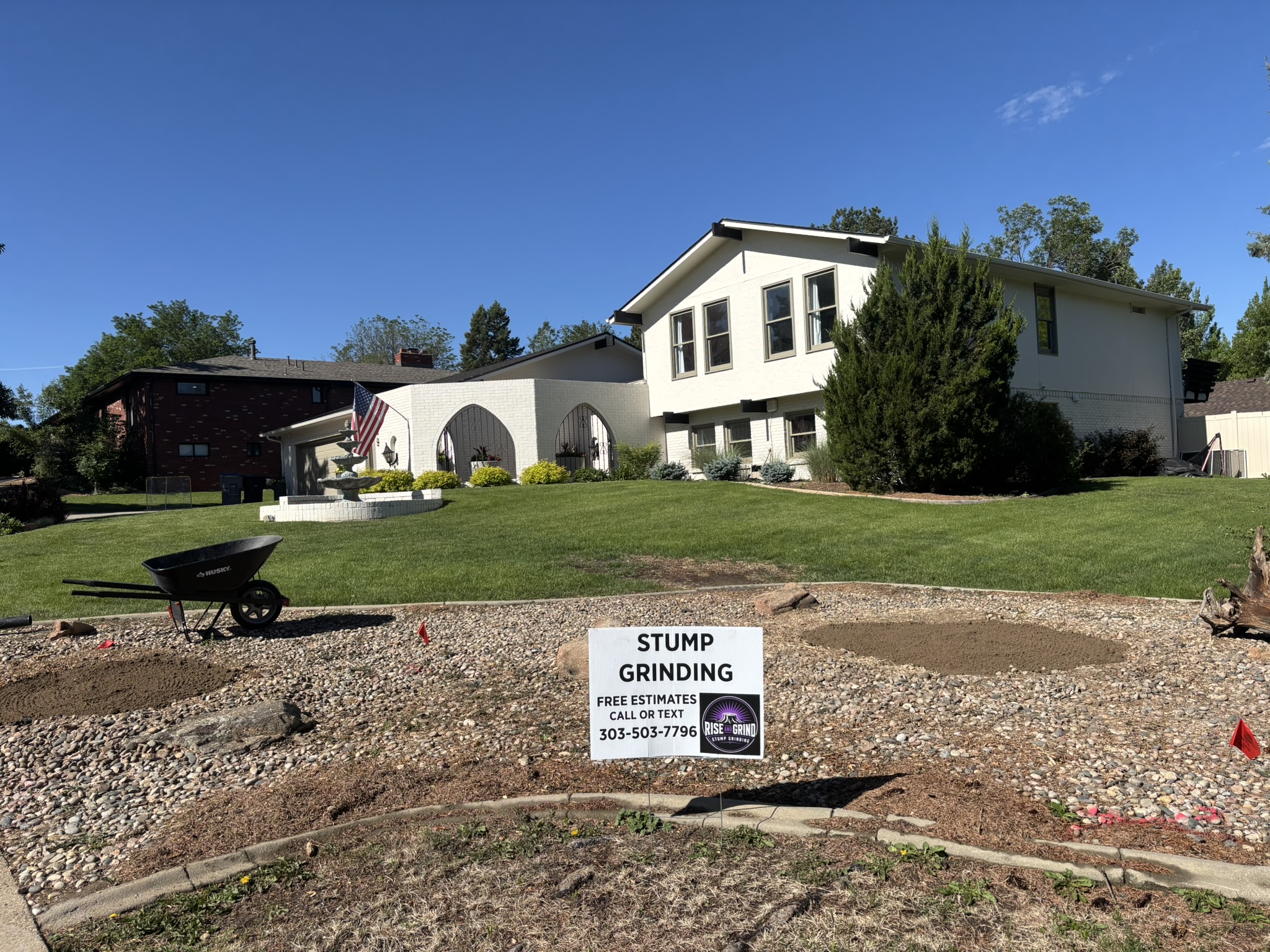 Residential stump removal in a Northern Colorado backyard